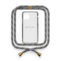 Necklacy Telefoonhoesje met koord voor iPhone 7 / 8 / SE | Zwart/Wit | Necklacy  ANE00237