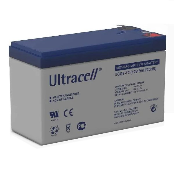 Ultracell UCG9-12 Deep Cycle Gel accu (12V, 9.0 Ah, T2 terminal)  AUL00046 - 1