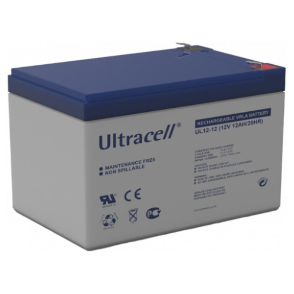 Ultracell UL12-12 VRLA AGM Loodaccu (12V, 12 Ah, T1 terminal)  ANB00545 - 1